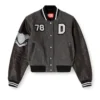 l-real-cp Cropped varsity jacket in wool and leather l-real-cp Cropped varsity jacket in wool and leather