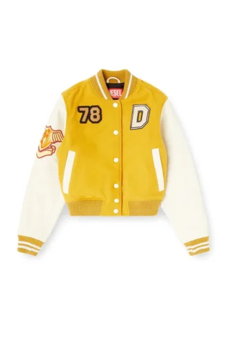 l-real-cp Cropped varsity jacket in wool and leather