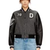 l-real-cp Cropped varsity jacket in wool and leather l-real-cp Cropped varsity jacket in wool and leather