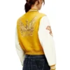 l-real-cp Cropped varsity jacket in wool and leather l-real-cp Cropped varsity jacket in wool and leather
