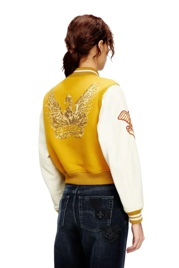 l-real-cp Cropped varsity jacket in wool and leather l-real-cp Cropped varsity jacket in wool and leather