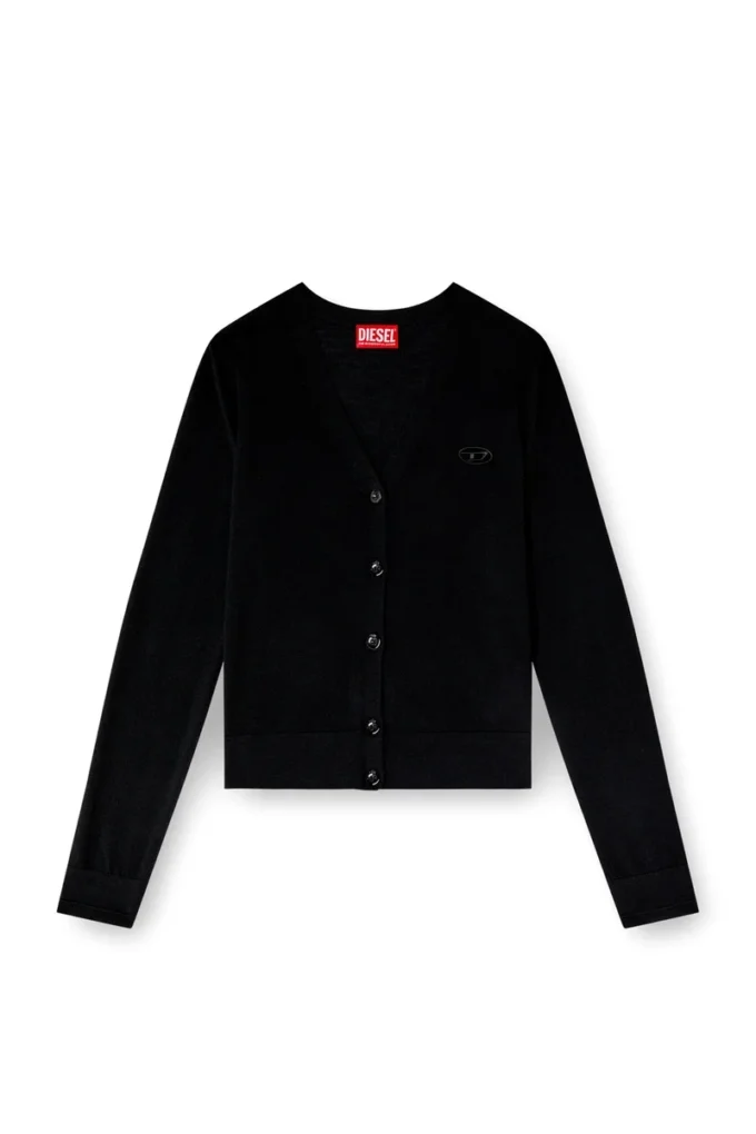m-alima Wool cardigan with cut-out logo m-alima Wool cardigan with cut-out logo