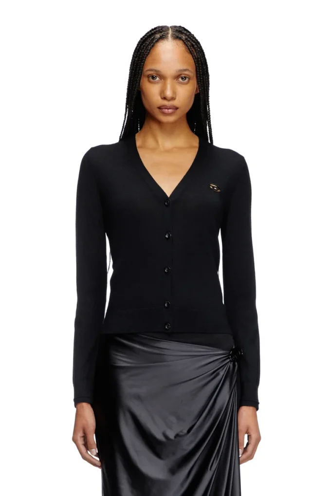 m-alima Wool cardigan with cut-out logo m-alima Wool cardigan with cut-out logo