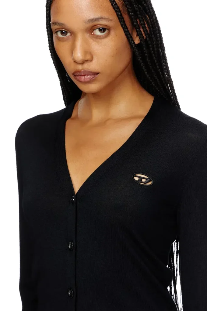 m-alima Wool cardigan with cut-out logo m-alima Wool cardigan with cut-out logo