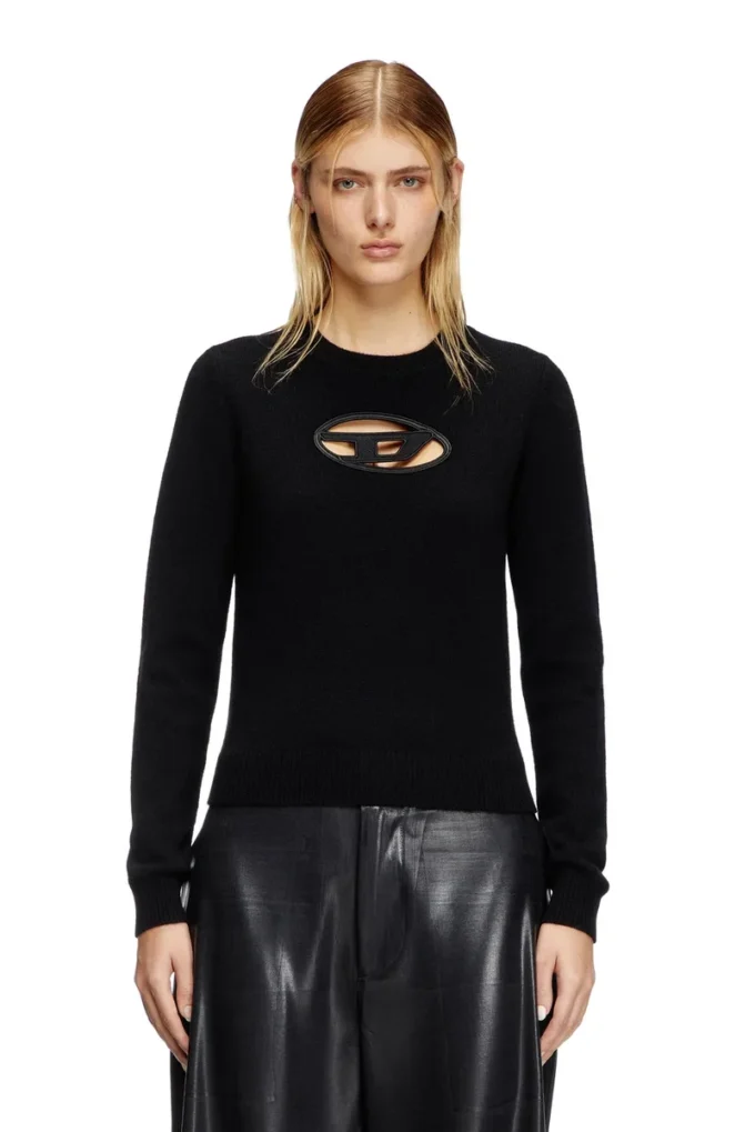 m-areesa-slim Cashmere-blend jumper with cut-out logo m-areesa-slim Cashmere-blend jumper with cut-out logo