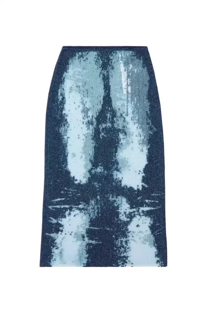 m-begonia Midi skirt in devoré metallic knit m-begonia Midi skirt in devoré metallic knit
