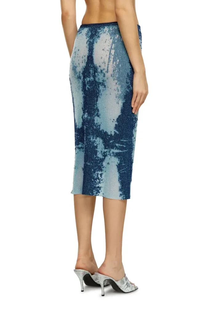 m-begonia Midi skirt in devoré metallic knit m-begonia Midi skirt in devoré metallic knit