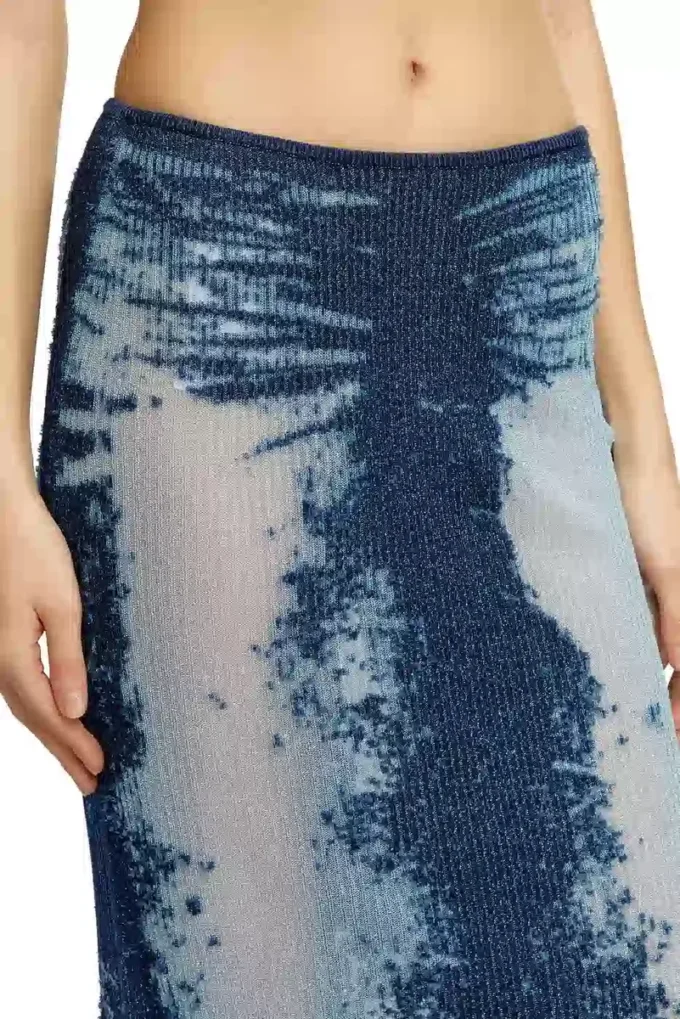 m-begonia Midi skirt in devoré metallic knit m-begonia Midi skirt in devoré metallic knit