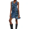m-bianca Short dress in destroyed indigo knit m-bianca Short dress in destroyed indigo knit