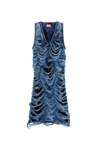 m-bianca Short dress in destroyed indigo knit