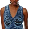 m-bianca Short dress in destroyed indigo knit m-bianca Short dress in destroyed indigo knit