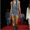 m-bianca Short dress in destroyed indigo knit m-bianca Short dress in destroyed indigo knit