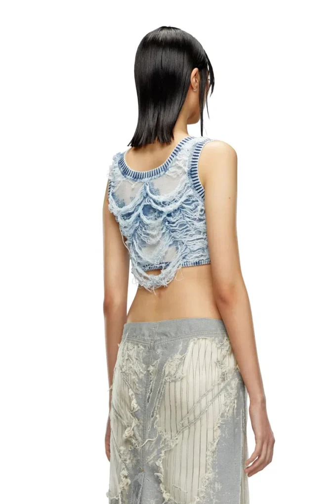 m-bletilla Bra top in destroyed indigo knit m-bletilla Bra top in destroyed indigo knit