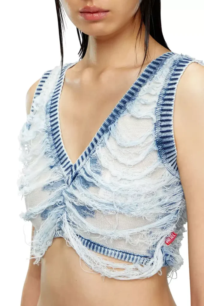 m-bletilla Bra top in destroyed indigo knit m-bletilla Bra top in destroyed indigo knit