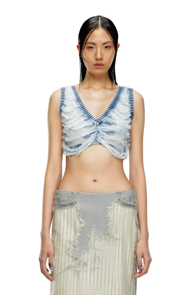 m-bletilla Bra top in destroyed indigo knit m-bletilla Bra top in destroyed indigo knit