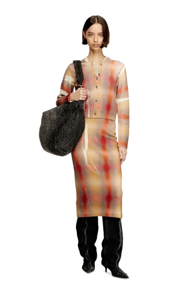 m-cherie-a Wool midi skirt with all-over check print m-cherie-a Wool midi skirt with all-over check print