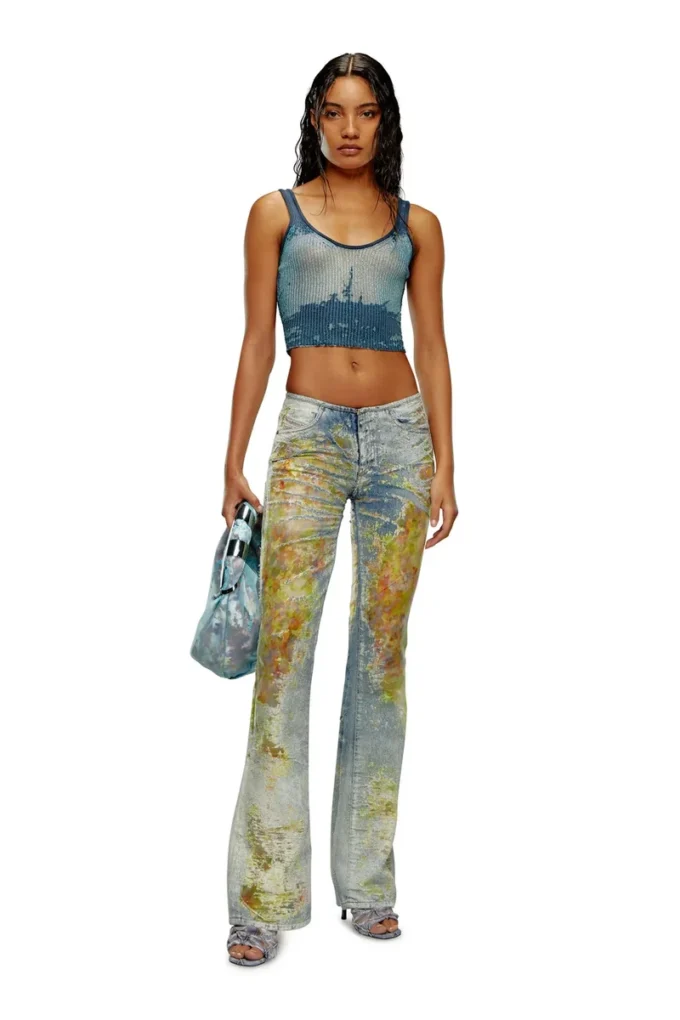 m-deidrina Cropped top in devoré metallic knit m-deidrina Cropped top in devoré metallic knit