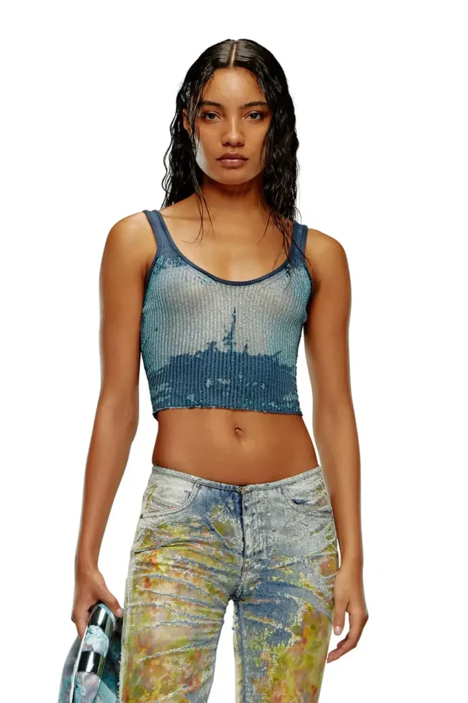 m-deidrina Cropped top in devoré metallic knit m-deidrina Cropped top in devoré metallic knit