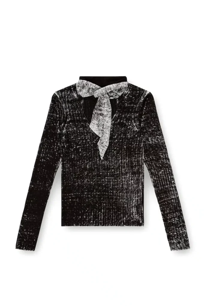 m-elan Keyhole neck-tie jumper in linen m-elan Keyhole neck-tie jumper in linen
