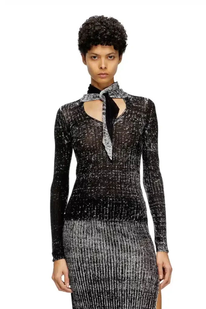 m-elan Keyhole neck-tie jumper in linen m-elan Keyhole neck-tie jumper in linen