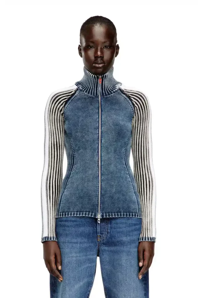 m-estrella Zip-up cardigan with sporty bands m-estrella Zip-up cardigan with sporty bands