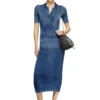 m-fenny-drs Polo midi dress in denim-effect knit m-fenny-drs Polo midi dress in denim-effect knit