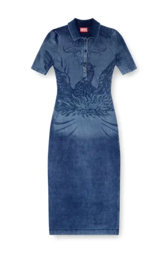 m-fenny-drs Polo midi dress in denim-effect knit m-fenny-drs Polo midi dress in denim-effect knit