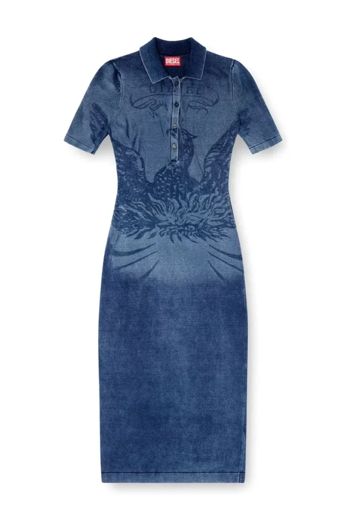 m-fenny-drs Polo midi dress in denim-effect knit m-fenny-drs Polo midi dress in denim-effect knit
