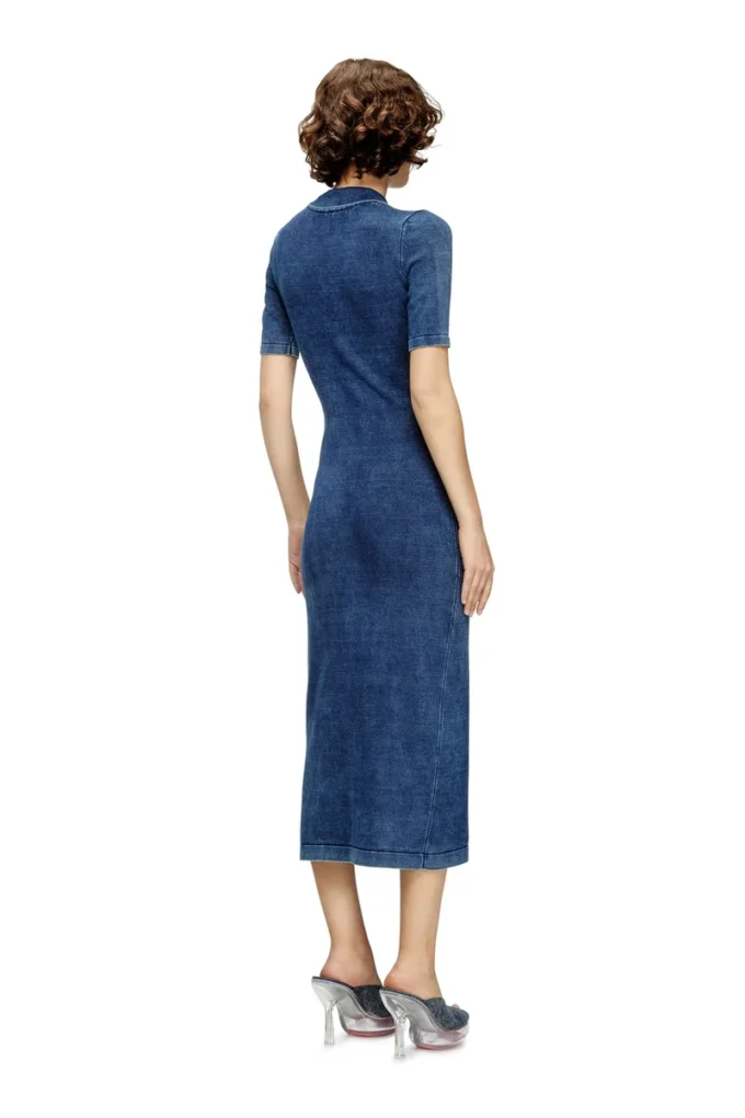 m-fenny-drs Polo midi dress in denim-effect knit m-fenny-drs Polo midi dress in denim-effect knit