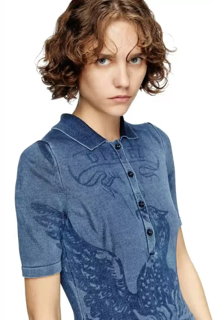 m-fenny-drs Polo midi dress in denim-effect knit m-fenny-drs Polo midi dress in denim-effect knit