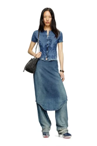 m-fenny Indigo shirt-cardigan with Phoenix logo