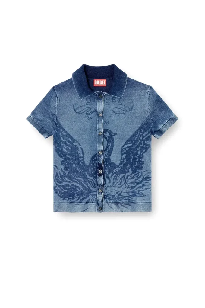 m-fenny Indigo shirt-cardigan with Phoenix logo m-fenny Indigo shirt-cardigan with Phoenix logo