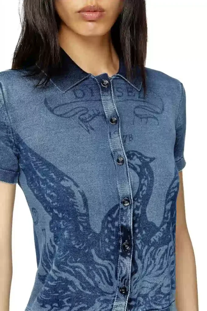 m-fenny Indigo shirt-cardigan with Phoenix logo m-fenny Indigo shirt-cardigan with Phoenix logo