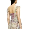 m-fiore Ruffle-shoulder knit top with medieval print m-fiore Ruffle-shoulder knit top with medieval print