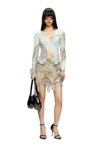 m-fiorina Cropped cardigan with medieval print