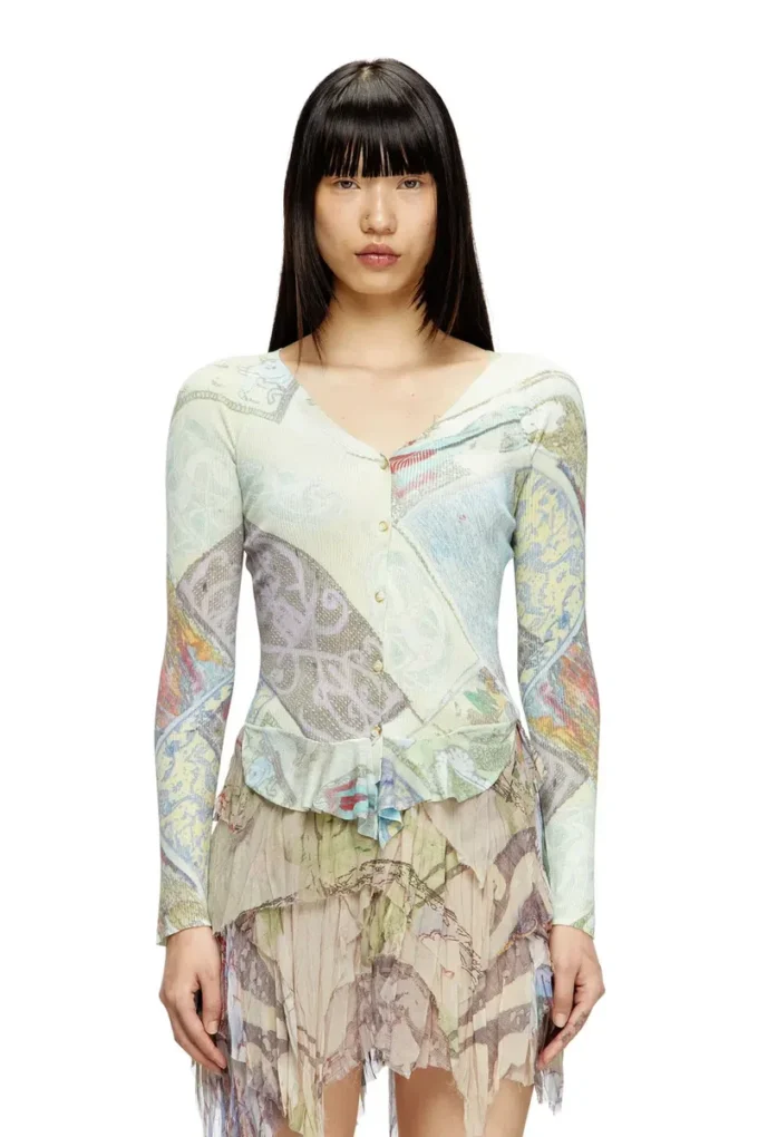 m-fiorina Cropped cardigan with medieval print m-fiorina Cropped cardigan with medieval print