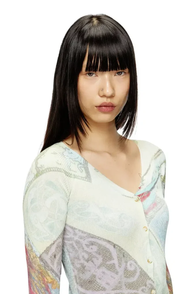 m-fiorina Cropped cardigan with medieval print m-fiorina Cropped cardigan with medieval print