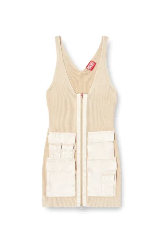 m-gabrielle Rib-knit short dress with cargo pockets