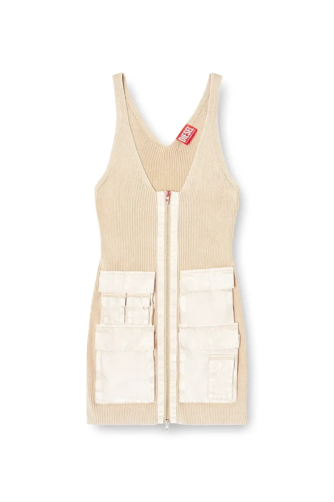 m-gabrielle Rib-knit short dress with cargo pockets m-gabrielle Rib-knit short dress with cargo pockets