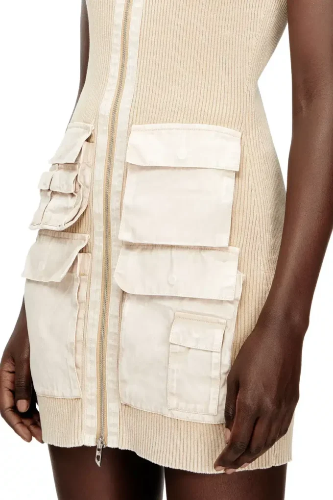 m-gabrielle Rib-knit short dress with cargo pockets m-gabrielle Rib-knit short dress with cargo pockets