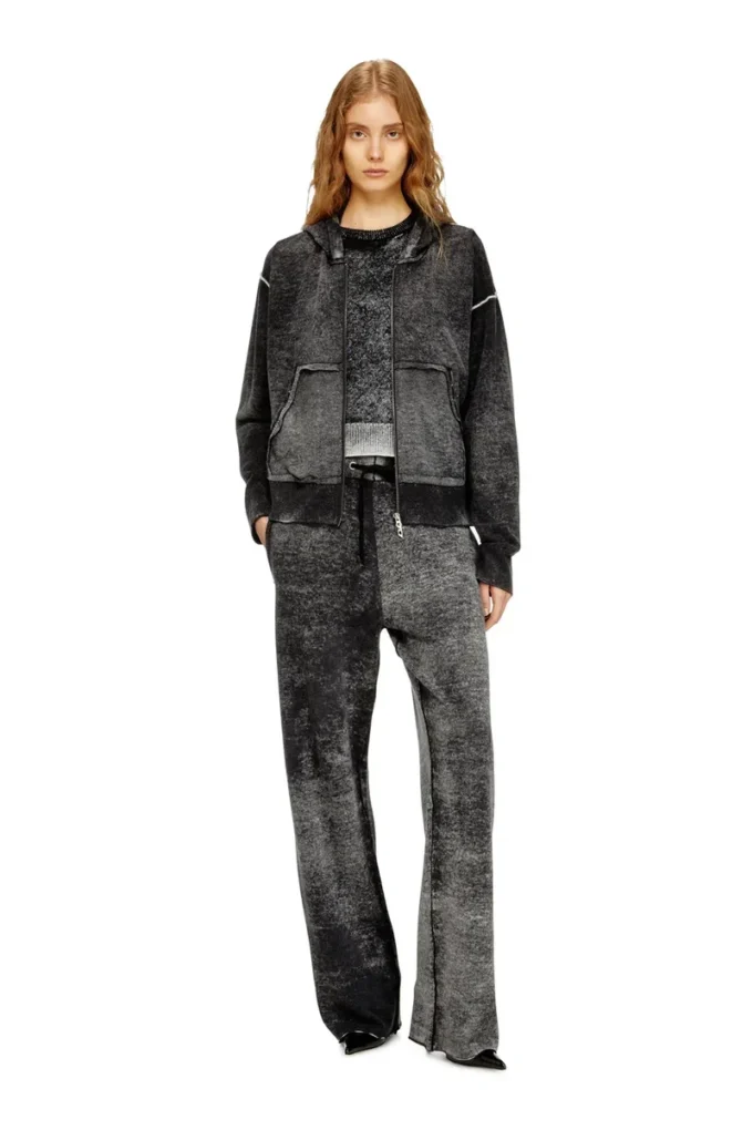 m-hermine Reverse-print hooded cardigan in wool m-hermine Reverse-print hooded cardigan in wool