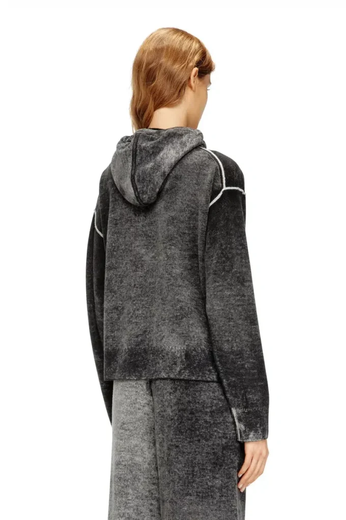 m-hermine Reverse-print hooded cardigan in wool m-hermine Reverse-print hooded cardigan in wool