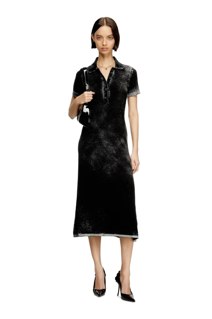 m-lourens Midi polo dress in reverse-printed knit m-lourens Midi polo dress in reverse-printed knit