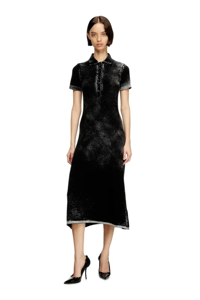 m-lourens Midi polo dress in reverse-printed knit m-lourens Midi polo dress in reverse-printed knit