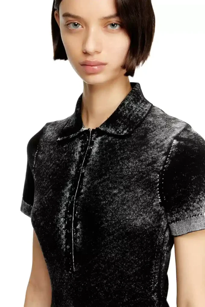 m-lourens Midi polo dress in reverse-printed knit m-lourens Midi polo dress in reverse-printed knit