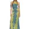 m-magias Long dress in devoré metallic knit m-magias Long dress in devoré metallic knit