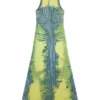 m-magias Long dress in devoré metallic knit m-magias Long dress in devoré metallic knit