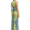 m-magias Long dress in devoré metallic knit m-magias Long dress in devoré metallic knit