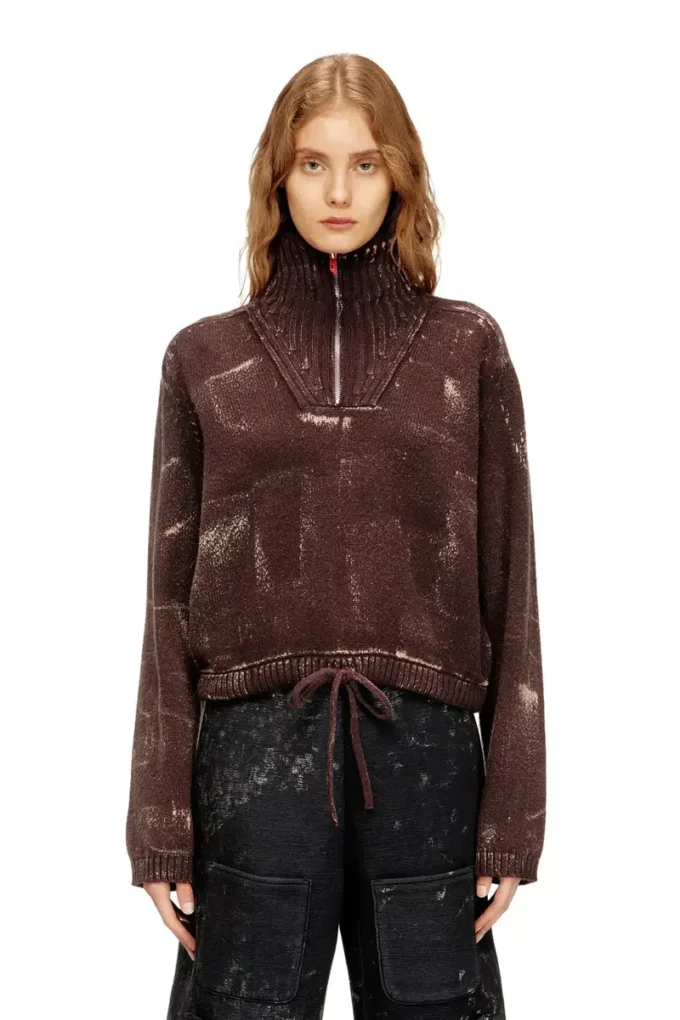 m-marcellette Half-zip jumper with distressed effect m-marcellette Half-zip jumper with distressed effect