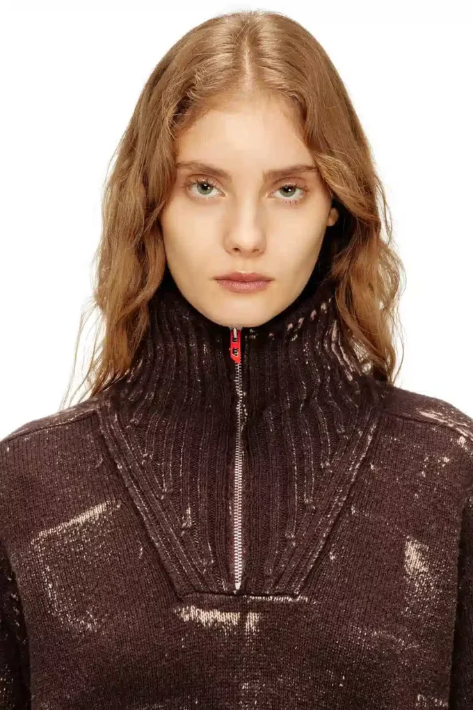 m-marcellette Half-zip jumper with distressed effect m-marcellette Half-zip jumper with distressed effect